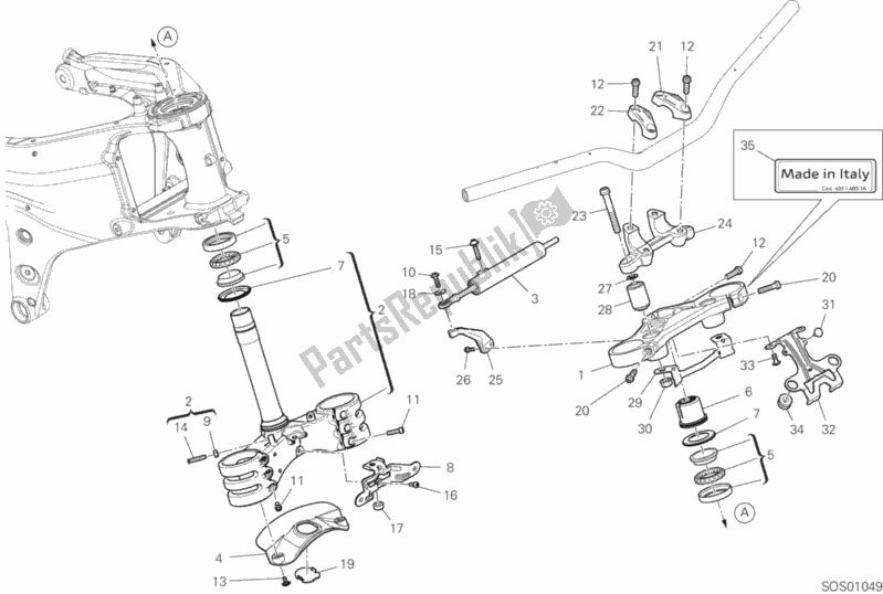 All parts for the 18a - Steering Assembly of the Ducati Streetfighter V4 1103 2020